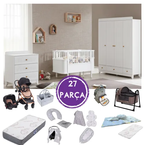 Paris Beyaz 4k Bebek Çeyiz Paketi