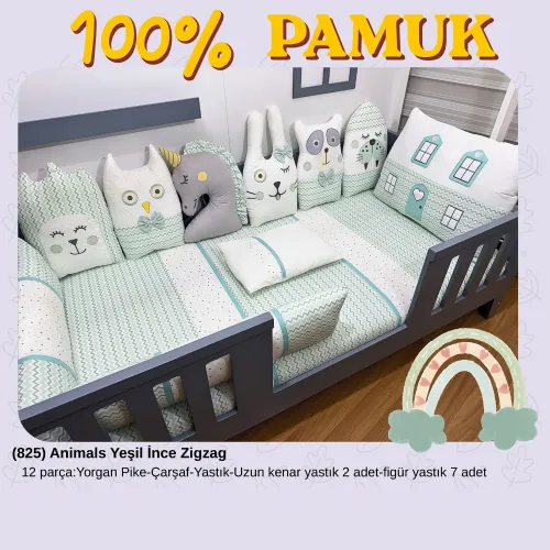 Animals Yeşil İnce Zigzag Uyku Seti