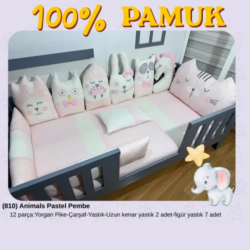 Animals Pastel Pembe Uyku Seti